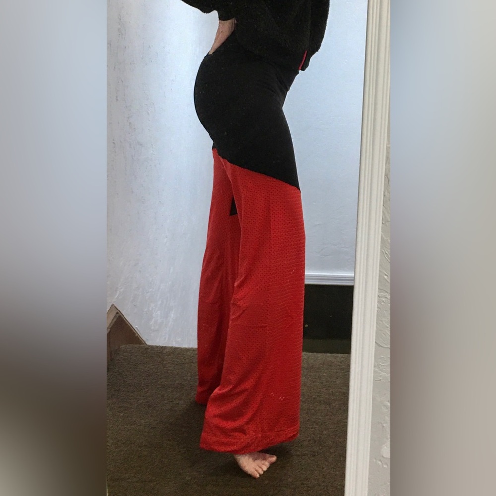 NWT Zumba Yoga pants retro look from 70’s vibe. Black and red color block. - Picture 4 of 13
